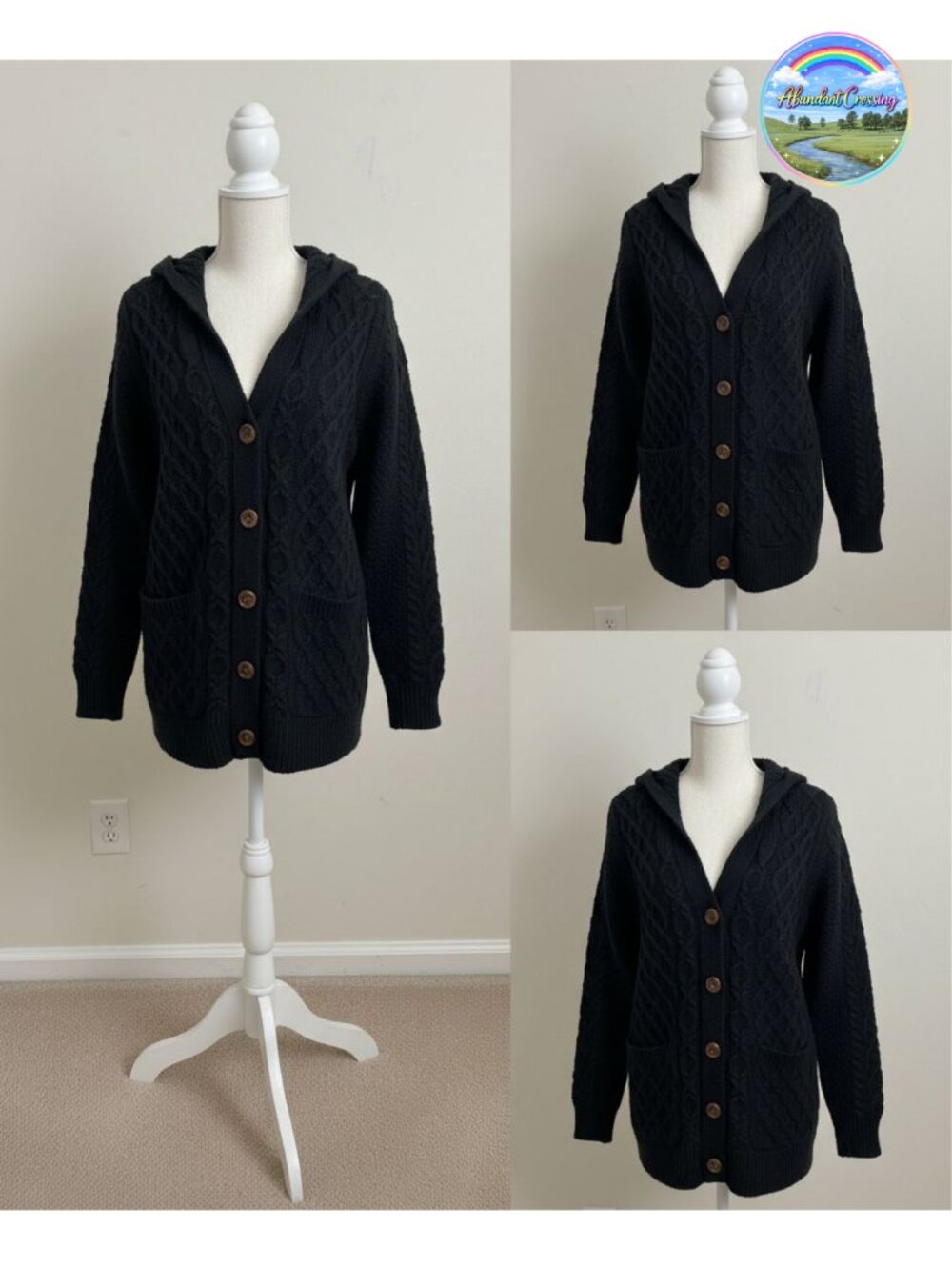 Cable Knit Chunky Cardigan Sweater with Pockets Button V-Neck